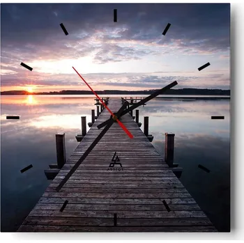 Hodiny Velké nástěnné hodiny 40x40 Krajina Skleněné hodiny Tiché