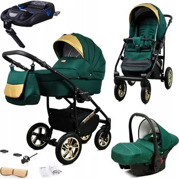 Kočárek Kočárek 4v1 BabyLux GoldLux: sportovní kočárek, hluboká korba, autosedačka ISOFIX