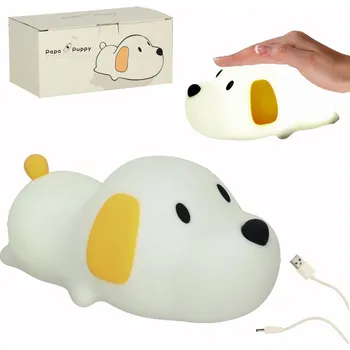 Lampička KIK Silikonové noční světlo bílé RGB pes leží dolů