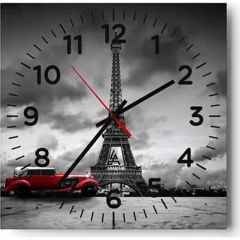 Hodiny Kuchyňské nástěnné hodiny 30x30 Automoto Skleněné hodiny do obýváku Tiché