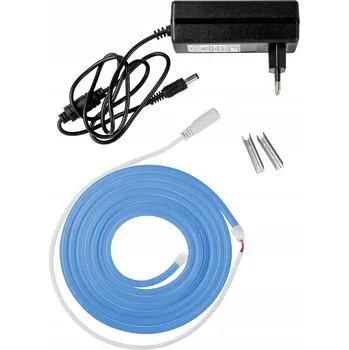 LED páska NEON LED FLEX voděodolný ohebný set s napájecím zdrojem modrý 1m