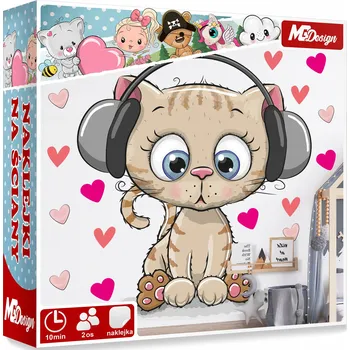 Samolepící dekorace XL VELKÁ Samolepka na stěnu KOŤÁTKO SRDCE 61x57