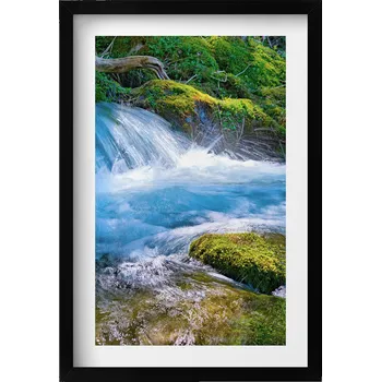 Obraz Nástěnný dekorativní obraz v rámu s grafikou Tekoucí potok v lese 40x60 cm