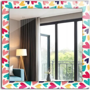 Zrcadlo Zrcadlo do koupelny ložnice obývacího pokoje s potiskem 60x60 cm Barevné srdce vzor