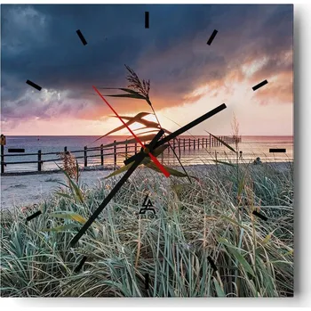 Hodiny Velké nástěnné hodiny 40x40 Krajina Skleněné hodiny Tiché