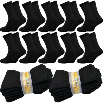 Pánské ponožky Ponožky pánské černé bavlněné froté bez komprese 10 párů 44-46