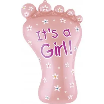 Balónek Id_2869 FÓLIOVÝ BALÓNEK BABY SHOWER ITS A GIRL STOPA DĚTSKÁ NOHA BALÓNKY 45 x 79 cm MIMINKO