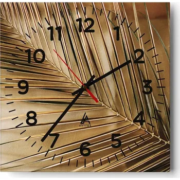 Hodiny Nástěnné hodiny do obýváku 40x40 Palmový list Tiché hodiny na skle Bezhlučné