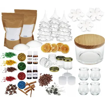 Vánoční dekorace Sada na výrobu svíček + svíčky vánoční stromky pro vánoční dekorace 4