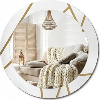 Zrcadlo Nástěnné zrcadlo zdobené grafikou na skle - Lineární kompozice, průměr 70 cm