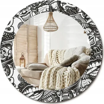 Zrcadlo Loftové závěsné zrcadlo s ozdobným skleněným rámem Klauny graffiti průměr 60 cm