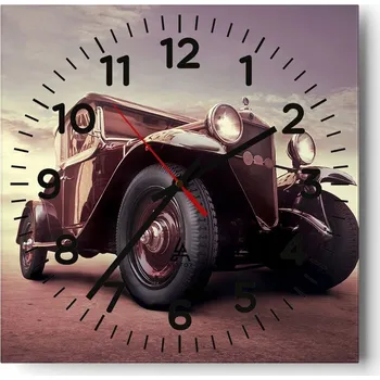 Hodiny Nástěnné hodiny do obýváku 40x40 Motorismus Tichý chod Hodiny na skle Bez hlučnosti