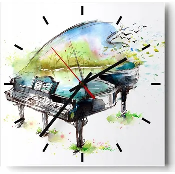 Hodiny Velké nástěnné hodiny 40x40 Piano - Tiché skleněné hodiny