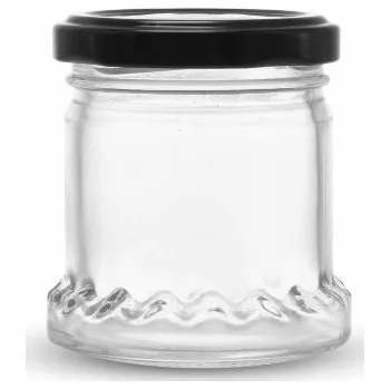 Sklenice SKLENICE DÓZA 100 ML S RAŽBOU A ČERNÝM KOVOVÝM UZÁVĚREM