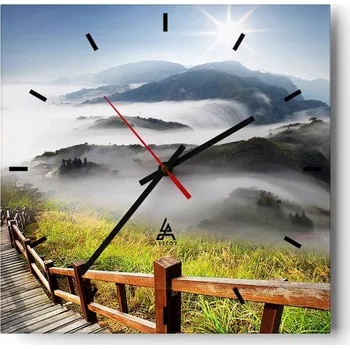 Hodiny Velké nástěnné hodiny 40x40 Krajina Skleněné hodiny Tiché