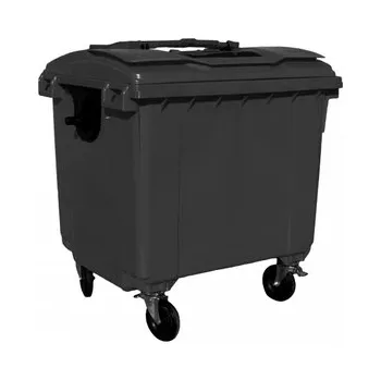 Popelnice NAODPAD Plastový kontejner 1 100 l černý ploché víko