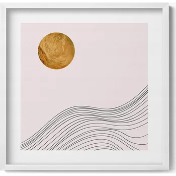 Obraz Obraz v bílém rámu na zeď Boho abstraktní minimalistický 50x50 cm