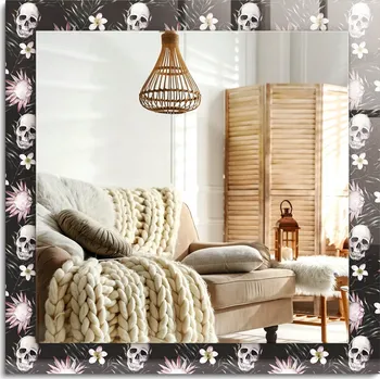 Zrcadlo Prémiové Zrcadlo s dekorativním skleněným rámem s potiskem 60x60 cm