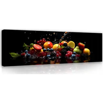 Obraz Obraz do Kuchyně Ovoce Voda Černý Moderní Na Plátně na Zeď 145x45