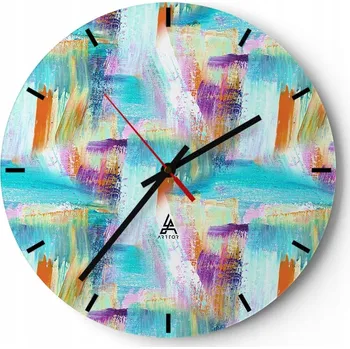 Hodiny Nástěnné hodiny do kuchyně 30x30 Abstrakce Skleněné hodiny do obýváku Tiché