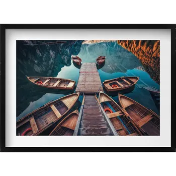 Obraz Nástěnný obraz dekorace interiéru Most a jezero Pragser Wildsee 70x50 cm