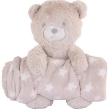 Dětská deka Home Styling Collection Fleecová deka s plyšákem, 75 x 100 cm, béžová