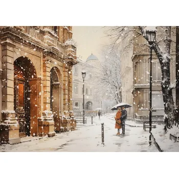 Plakát Plakát Zimní Procházka Starým Městem bez rámu 42 x 29,7 cm