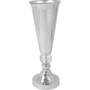 Váza Stříbrná kovová váza, výška 34 cm, styl glamour