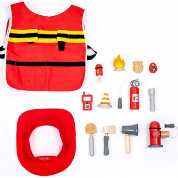 Dřevěná hračka Dřevěná sada malého hasiče pro děti Kostým Doplňky Karneval