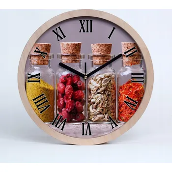 Hodiny Kuchyňské nástěnné hodiny barevné koření průměr 20 cm