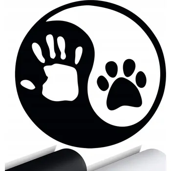 Samolepicí dekorace na vozidlo SAMOLEPKA na auto JIN a JANG RUKA TLAPKA ZVÍŘE 15x14