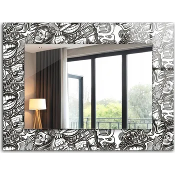 Zrcadlo Nástěnné zrcadlo s rámem z tvrzeného skla Černobílé XXL 80x60 cm