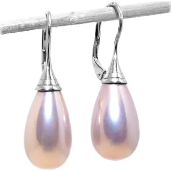 Náušnice Stříbrné náušnice slza perla majorica rose - NK1506 (Stříbrné náušnice s Majorica perlou 15x9 mm)