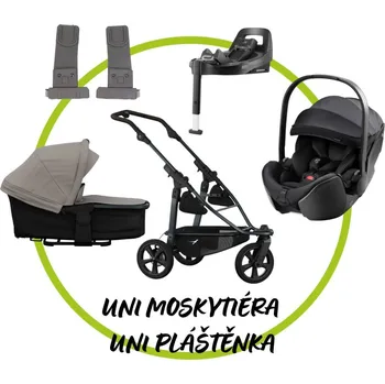 Kočárek TFK - Trends for Kids Akční set TFK Mono 3 frame - air chamber wheel + Hluboká korba kombi + Pláštěnka + Moskytiéra + adaptéry na autosedačku + autosedačka Britax Romer BabySafe PRO + isofix base