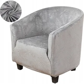 Napínací potah POTAH NA KŘESLO KLUBOVÉ SAMETOVÝ PREMIUM PALMOVÉ LISTY RAŽENÉ ŠEDÝ