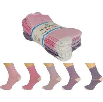 Pánské oblečení 5 PÁRŮ ZDRAVOTNÍCH BEZTLAKOVÝCH DÁMSKÝCH PONOŽKY PONOŽKY RŮŽOVÁ SMĚS 38-40