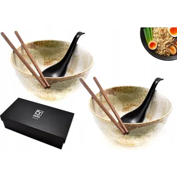 Sada 2 misek s lžícemi a hůlkami - Udon Hikari 800 ml BOX