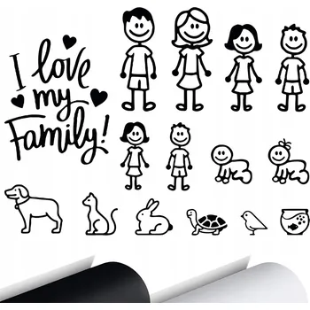 Samolepicí dekorace na vozidlo SAMOLEPKA na auto RODINKA Happy Family LOVE 25x30 cm