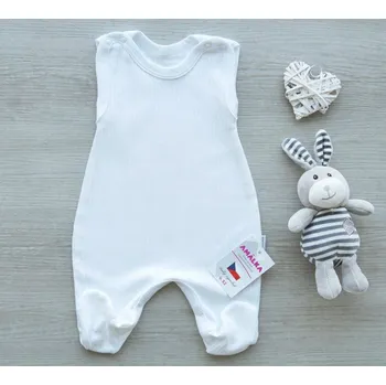 Dupačky AMÁLKA Bavlněné dupačky žebrované, bílé Velikost: 56