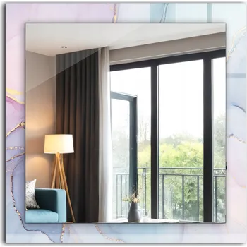 Zrcadlo Nástěnné zrcadlo s rámem z tvrzeného skla 60x60 Abstraktní akvarel