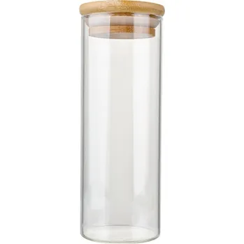 Dóza na potraviny Skleněná nádoba s bambusovým víčkem Egbert L – 5x16 cm