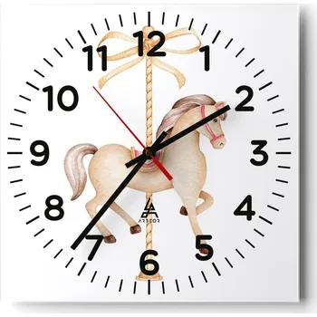 Hodiny Nástěnné hodiny do obýváku 40x40 Kůň Tichý Bez rušivého tikání Skleněné hodiny Stylové