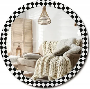 Zrcadlo Zrcadlo se skleněným ozdobným rámem s potiskem XXL 100 cm Šachový psací stůl