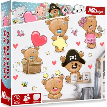 Samolepící dekorace XXL VELKÁ Samolepka na stěnu MEDVÍDCI A HVĚZDIČKY 115x114