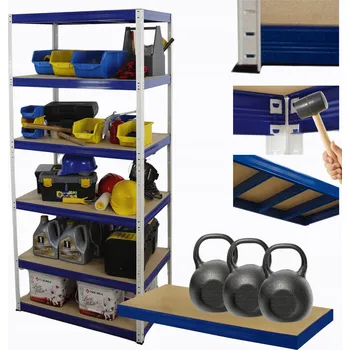 Dílenský regál Kovový regál do skladu HELIOS 213x75x45 cm, 6 polic, nosnost 350 kg na polici, kombinovatelný