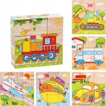 ostatní stavebnice Vzdělávací dřevěné Stavebnice Puzzle 9 dílky