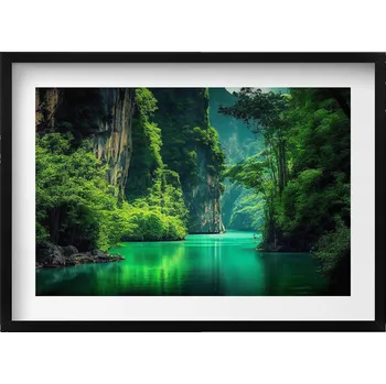 Obraz Dekorativní nástěnný obraz v černém rámu do obýváku Cesta Thajsko 70x50 cm