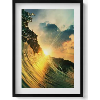 Obraz Dekorativní obraz v rámu do obýváku Vlna na moři a západ slunce 50x70 cm