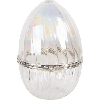 Dóza na potraviny Skleněná nádoba ve tvaru vajíčka s kovovým zdobením a opálovým efektem Jean-Pierre – 9x13 cm