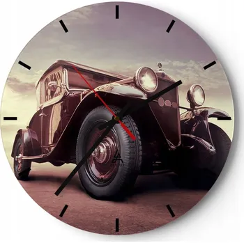 Hodiny Velké nástěnné hodiny na zeď 40x40 Motorismus Skleněné hodiny Kulatý Tiché